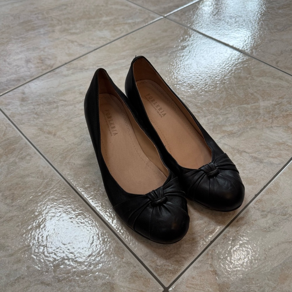 Forleria Black Twisted Bow Detail Comfort Heels